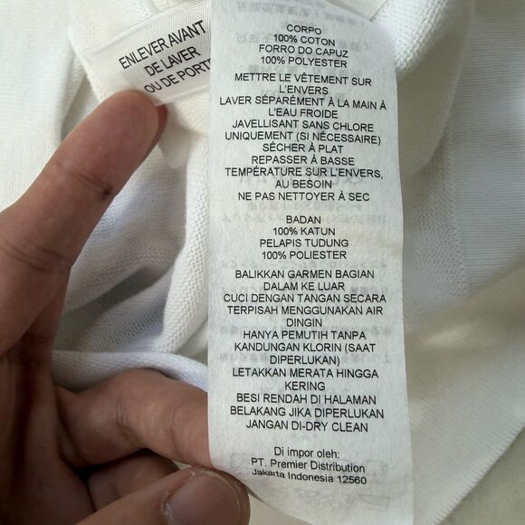 Armani Exchange A|X Cropped Hoodie Shirt XS White Short Sleeve 100% Cotton - Picture 7 of 8